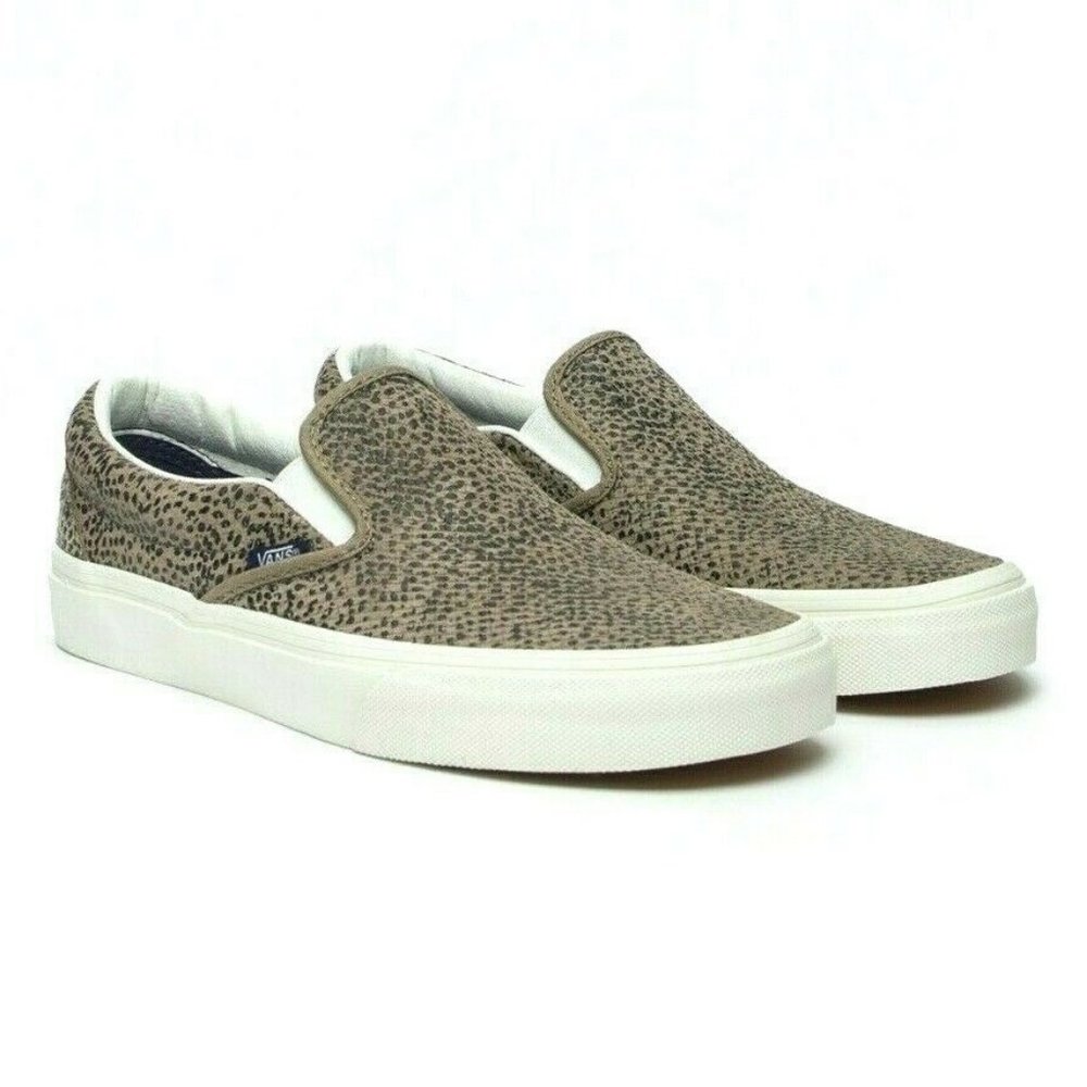 Vans Classic Slip On (Cheetah Suede) Tan Black Womens Animal Print Shoes